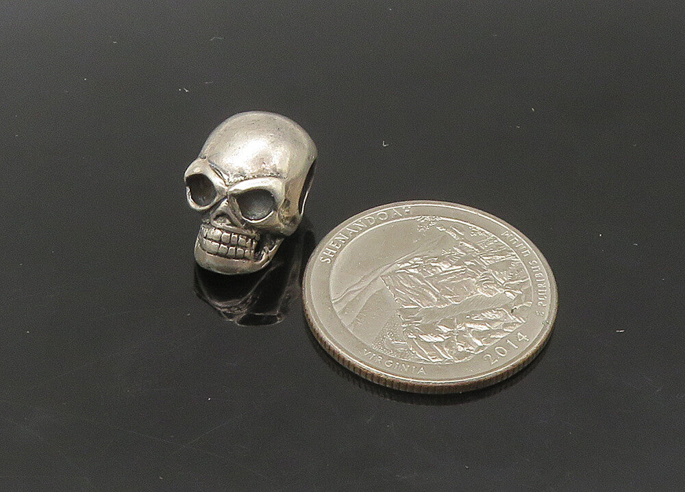 925 Sterling Silver  Vintage 9 Pcs. Skeleton Head Bead Charms  TR3055