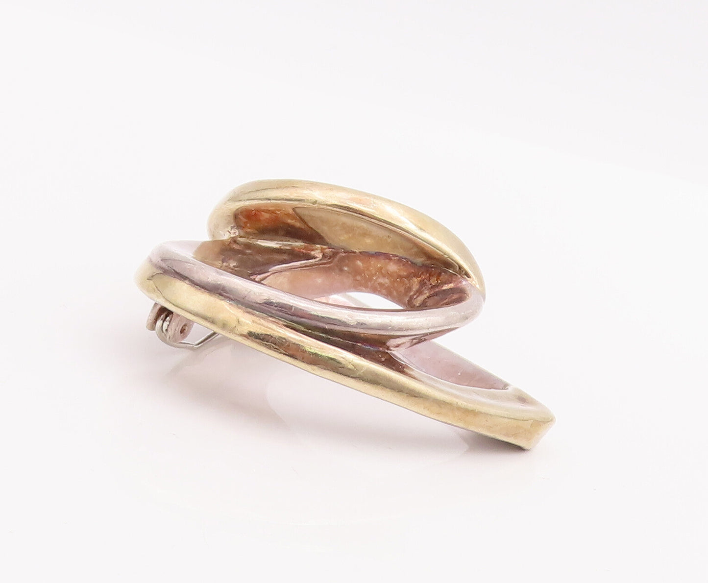 925 Sterling Silver Vintage Brooch Pin Designer Solid Swirled Heart  BP11028