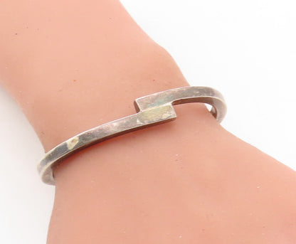 MEXICO 925 Sterling Silver  Vintage Dark Tone Bypass Cuff Bracelet  BT2728