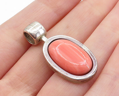 MEXICO 925 Silver Vintage Cabochon Cut Rhodochrosite Oval Pendant PT5108