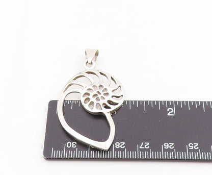 925 Sterling Silver Vintage Pendant Openwork Nautilus Shell Design Charm PT25287