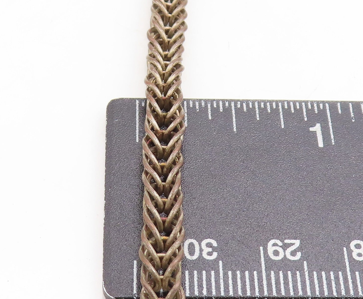 925 Sterling Silver  Vintage Antique Oxidized Fish Wheat Chain Necklace NE1761