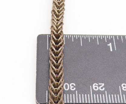 925 Sterling Silver  Vintage Antique Oxidized Fish Wheat Chain Necklace NE1761