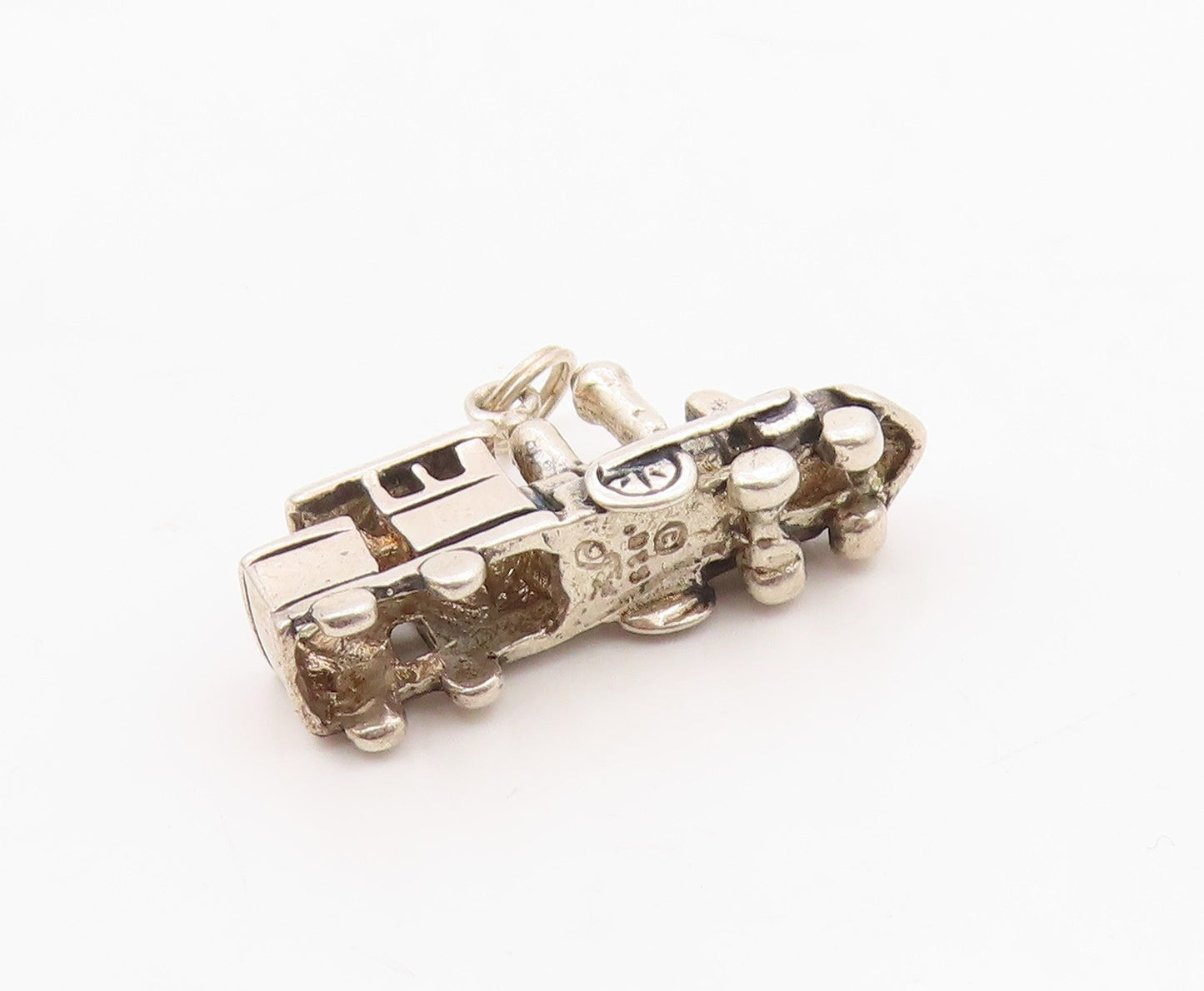 925 Sterling Silver  Vintage Sculpted Old Fashion Steam Train Pendant  PT20821