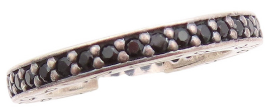 925 Sterling Silver Vintage Ring PANDORA Leaf Carved Spinel Band Sz 5.5  RG33113
