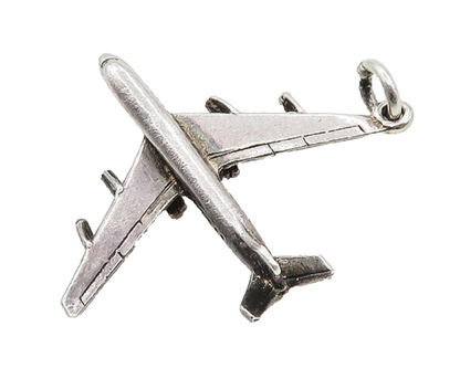 925 Sterling Silver  Vintage Petite Airplane Motif Pendant  PT15538