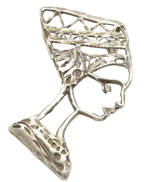 925 Sterling Silver Vintage Egyptian Queen Nefertiti Modernist Pendant PT10338