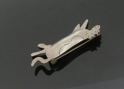 MEXICO 925 Sterling Silver  Vintage Shiny Cow Animal Motif Brooch Pin  BP8144