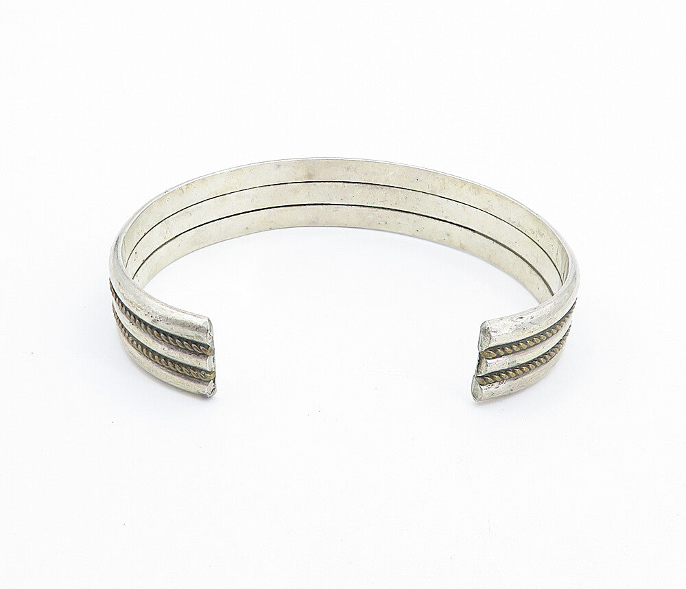 MARY THOMAS NAVAJO 925 Silver  Vintage Rope Twist Ribbed Cuff Bracelet  BT3197