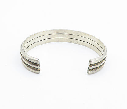 MARY THOMAS NAVAJO 925 Silver  Vintage Rope Twist Ribbed Cuff Bracelet  BT3197