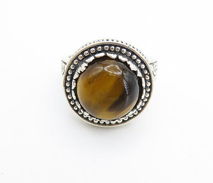 925 Sterling Silver  Vintage Tiger's Eye Swirl Cocktail Ring Sz 11.5  RG7512