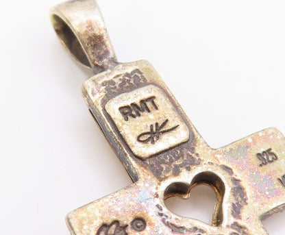 14K Gold & 925 Sterling Silver Vintage Pendant CAROLYN POLLACK Cross   PT24998