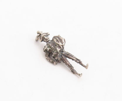 925 Sterling Silver Vintage Pendant Dark Tone Carved Man Charm  PT23726