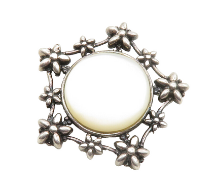 BOMA 925 Sterling Silver  Vintage Mother Of Pearl Floral Brooch Pin  BP4877