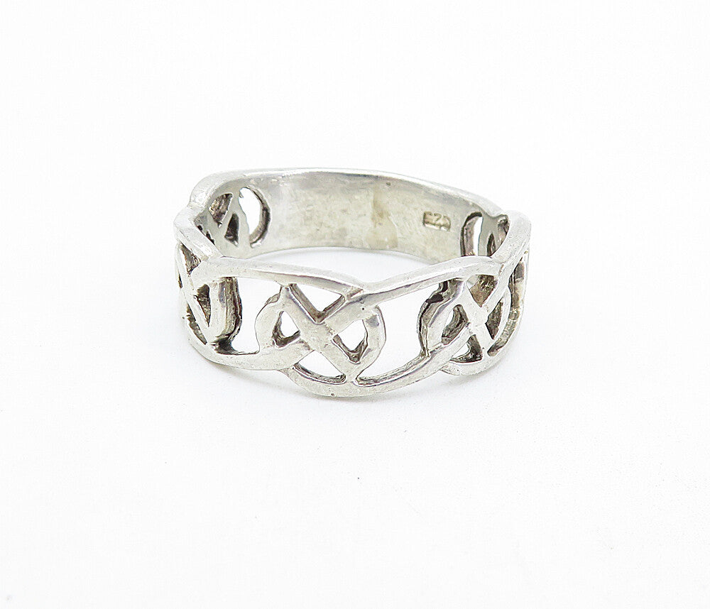 925 Sterling Silver  Vintage Shiny Pretzel Knot Design Band Ring Sz 11  RG5972