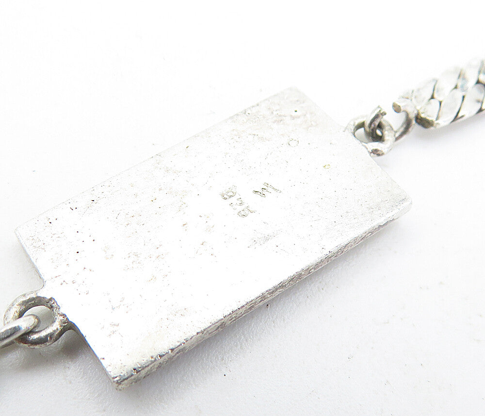 925 Sterling Silver  Vintage Embossed Detail Snake Link Chain Bracelet  BT1978