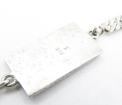 925 Sterling Silver  Vintage Embossed Detail Snake Link Chain Bracelet  BT1978