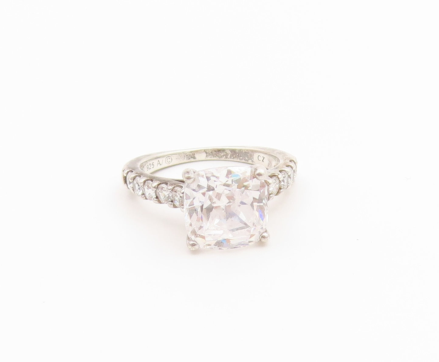 925 Sterling Silver Vintage Ring Elegant CZ Pave Statement Band  Sz 6  RG36933