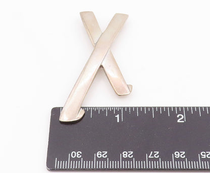 TIFFANY & CO 925 Silver Vintage Smooth Crossed Design Brooch Pin  BP4536