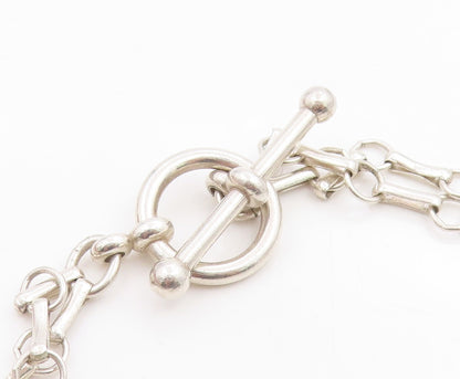925 Sterling Silver Vintage Bracelet Believe & Courage Interlocking Ring BT12070