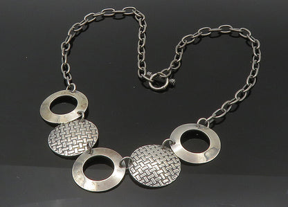 925 Sterling Silver  Vintage Dark Tone Woven Design Chain Necklace  NE3663