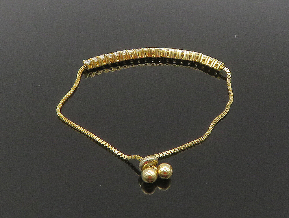 Gold Over 925 Silver  Cubic Zirconia Adjustable Child Box Chain Bracelet BT1101