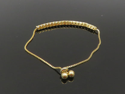 Gold Over 925 Silver  Cubic Zirconia Adjustable Child Box Chain Bracelet BT1101
