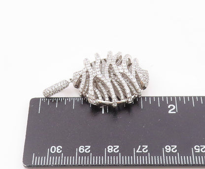 925 Sterling Silver  Vintage Sparkly Topaz 3D Zig Zag Pendant  PT20384