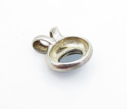 ESPO 925 Sterling Silver  Vintage Cabochon Cut Hematite Slide Pendant  PT3891