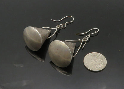 925 Sterling Silver  Vintage Dotted Cone Shape Heavy Drop Earrings  EG10227