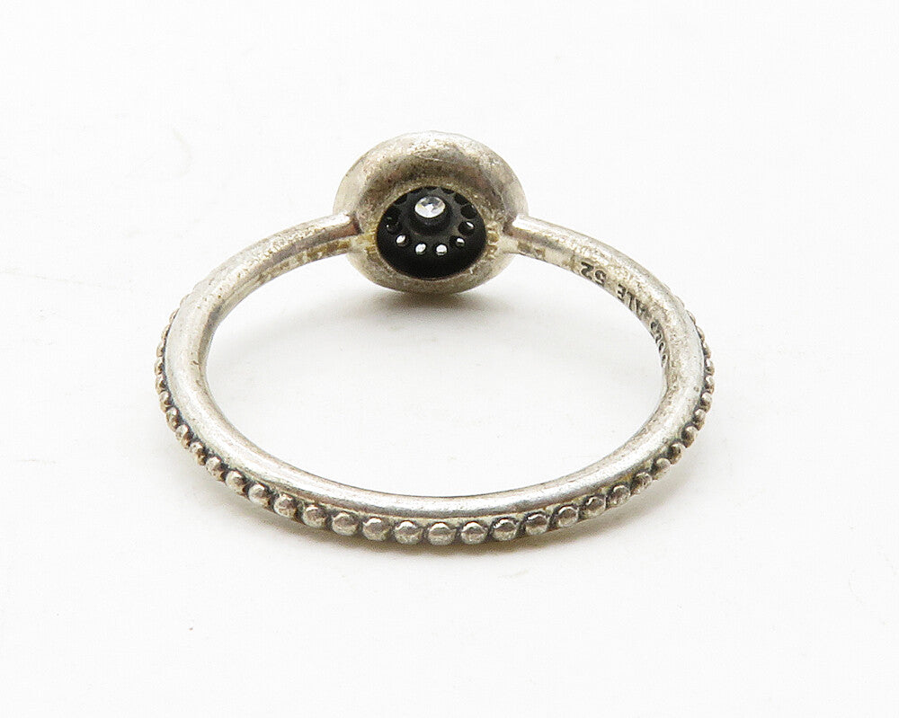 PANDORA 925 Sterling Silver Vintage Topaz Petite Circle Band Ring Sz 6 RG13701