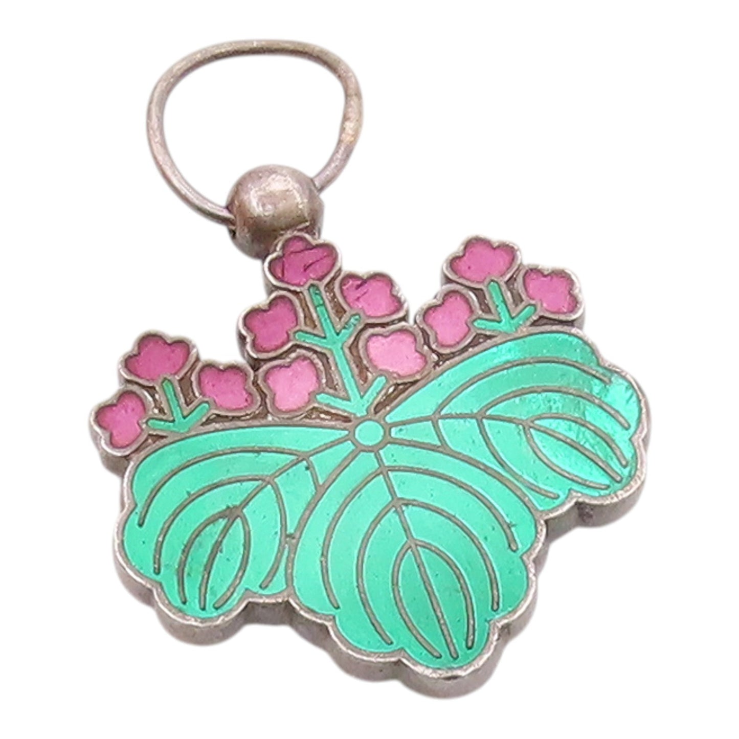 CHINESE 925 Silver  Vintage Floral Motif Etched Writing Pendant  PT18569