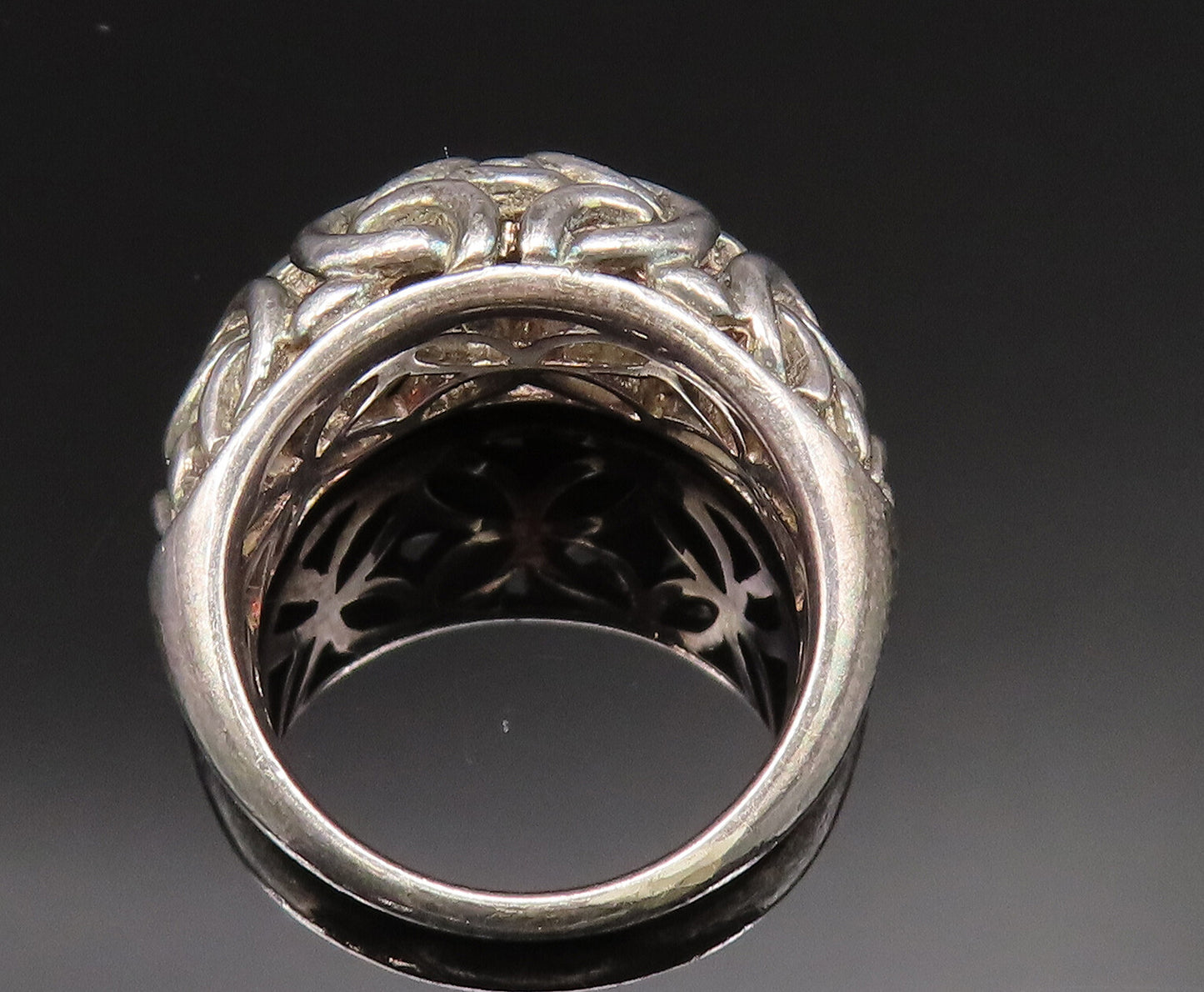 925 Sterling Silver  Vintage Oxidized Celtic Knot Dome Ring Sz 6  RG25364