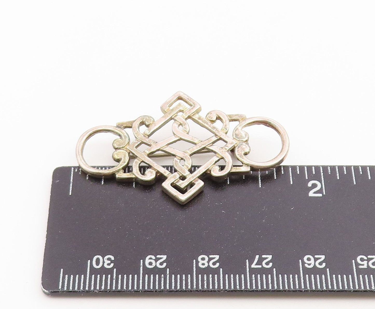 925 Sterling Silver Vintage Brooch Pin Classic Celtic Eternity Knotwork  BP12660