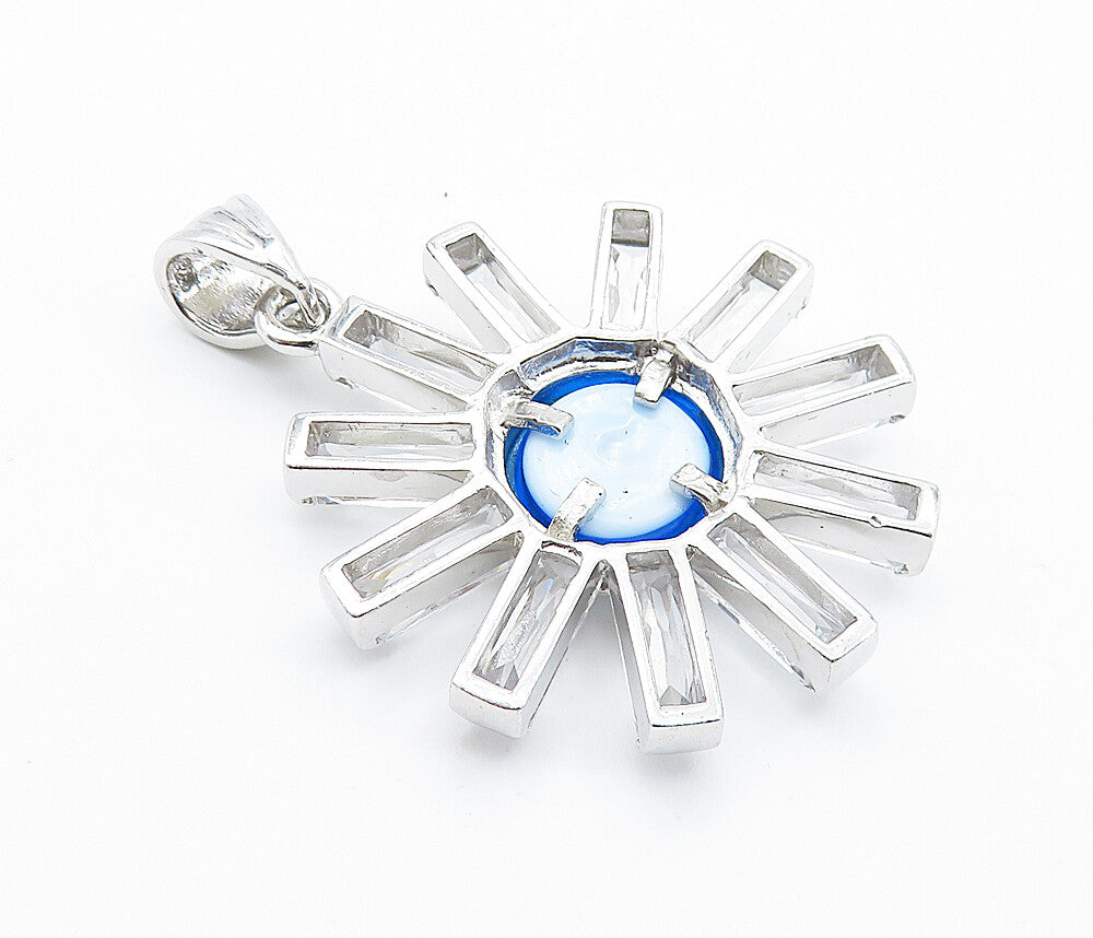 925 Sterling Silver  Sparkling Cubic Zirconia Evil Eye Drop Pendant  PT6033