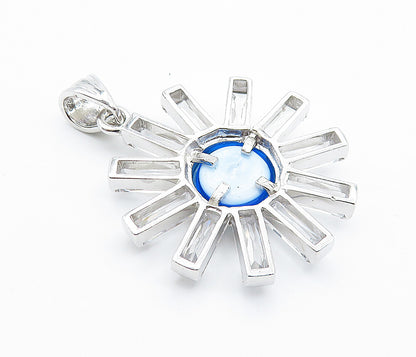 925 Sterling Silver  Sparkling Cubic Zirconia Evil Eye Drop Pendant  PT6033