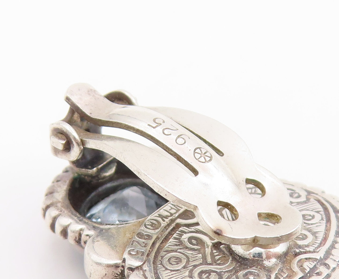 925 Sterling Silver Vintage Earrings STEPHEN DWECK Gemstone Clip On  EG14285