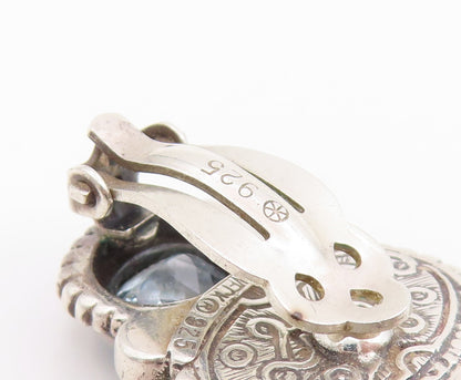 925 Sterling Silver Vintage Earrings STEPHEN DWECK Gemstone Clip On  EG14285