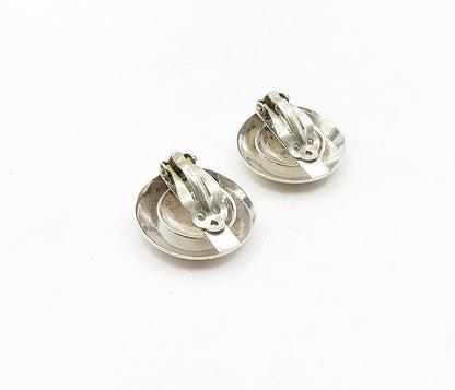 MEXICO 925 Sterling Silver  Vintage Shiny Round Non Pierce Earrings  EG4783