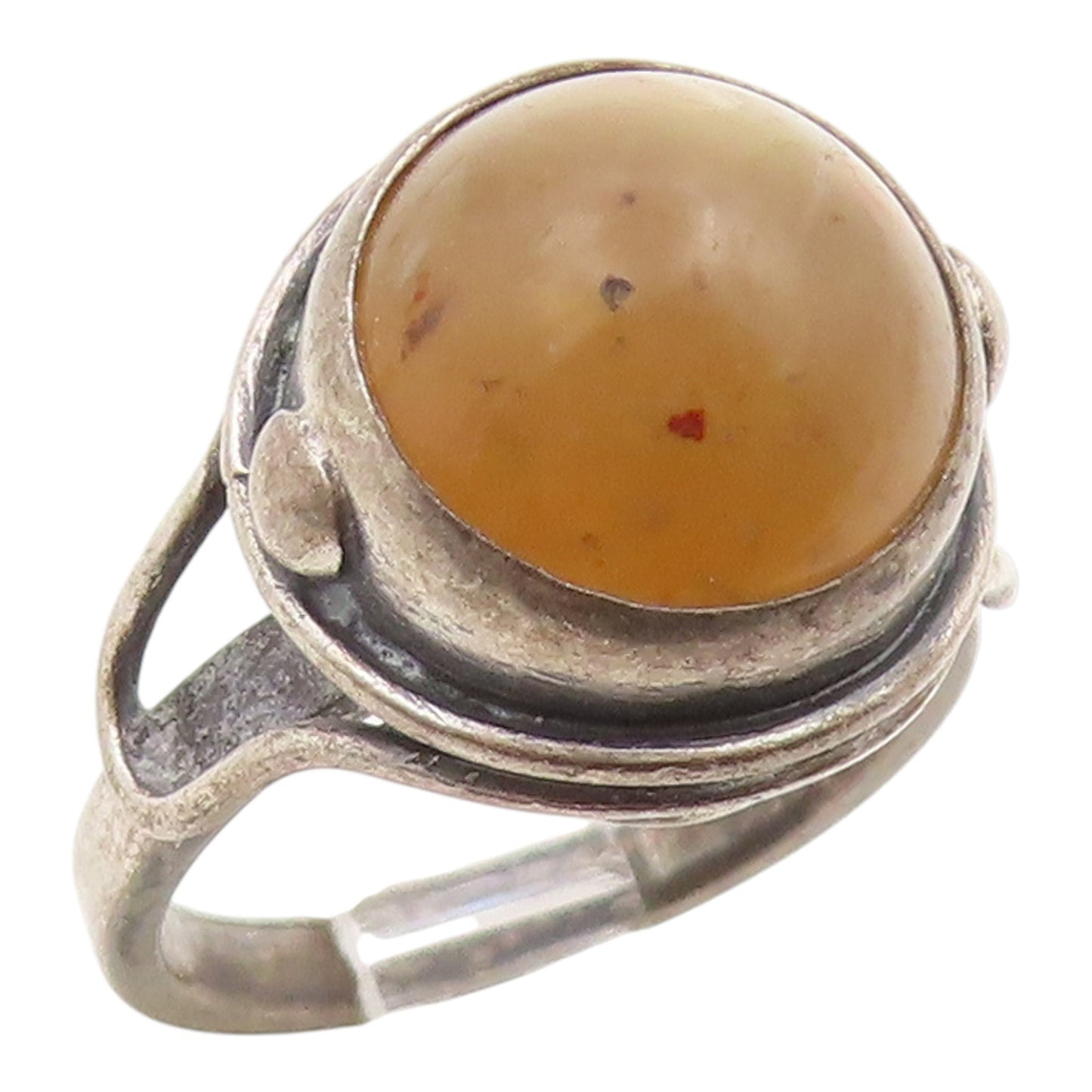925 Sterling Silver Vintage Ring POLAND Cabochon Gemstone Band  Sz 5.5  RG35456
