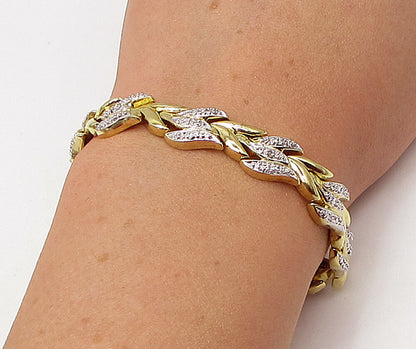 ROSS SIMON 925 Sterling Silver  Genuine Diamonds 2 Tone Chain Bracelet  BT1204