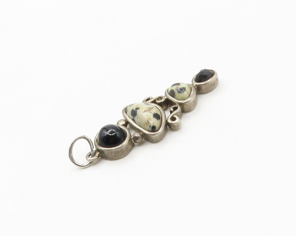 WHITNEY KELLY 925 Sterling Silver Vintage Dalmatian Jasper Onyx Pendant  PT13682