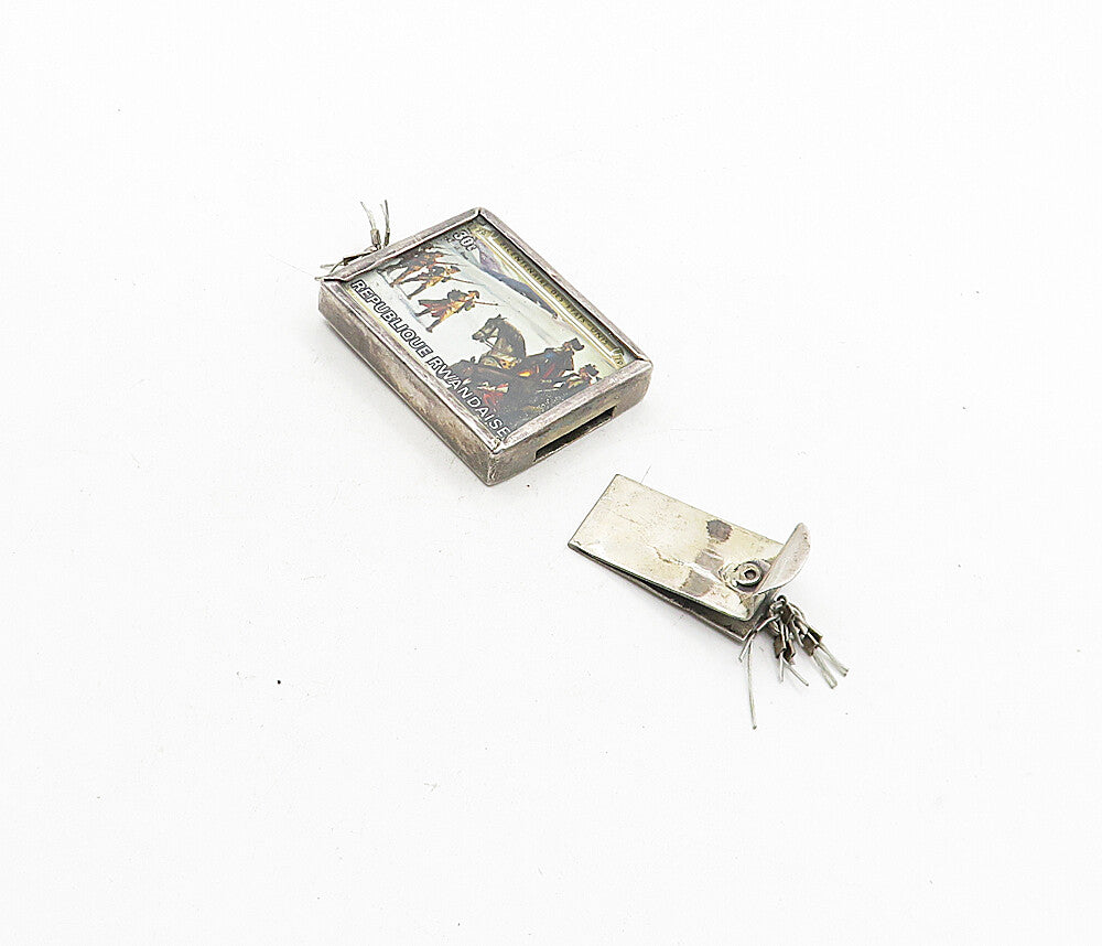 925 Sterling Silver  Vintage Petite Padlocks Republique Rwandaise Stamp TR1136