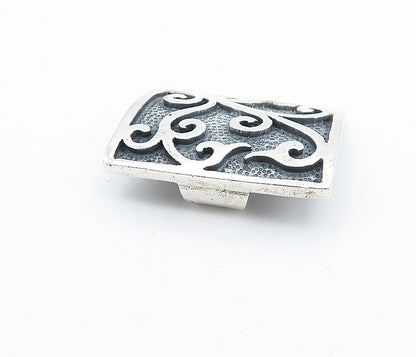 925 Sterling Silver  Vintage Oxidized Swirl Vine Square Brooch Pin  BP2541
