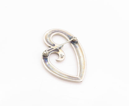 925 Sterling Silver Vintage Brooch JAMES AVERY Swirly Cutout Love Heart  BP11610