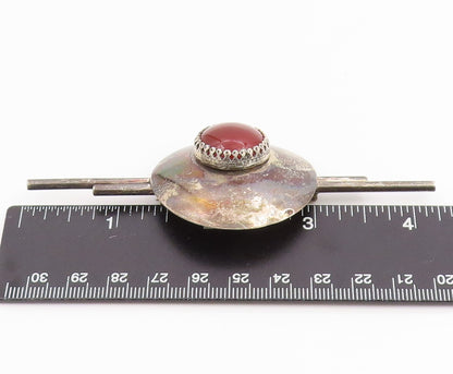 925 Sterling Silver Vintage Brooch Cabochon Carnelian Geometric Pin  BP12448