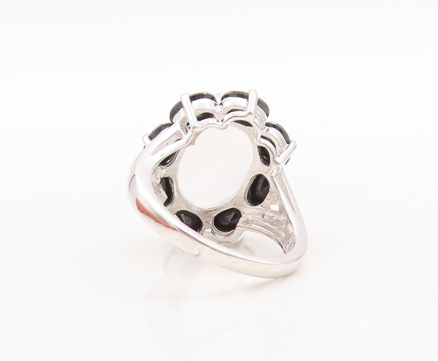 925 Sterling Silver Vintage Ring Topaz Sapphire & Diamonds Flower  Sz 7  RG29558