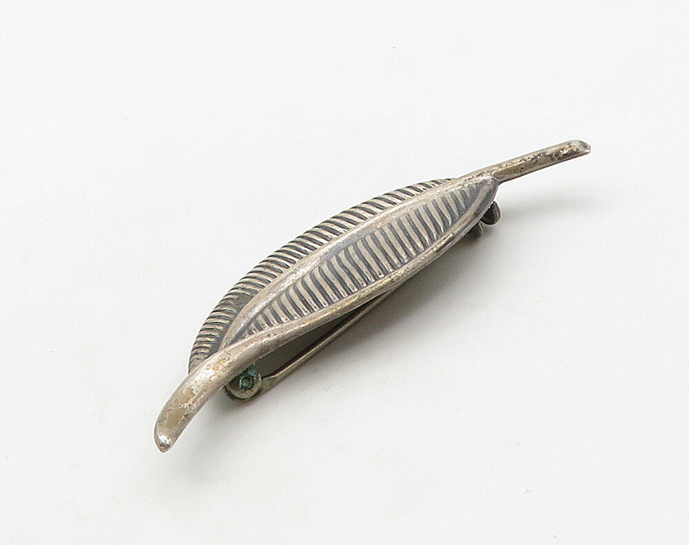 JEWELART 925 Sterling Silver  Vintage Single Floral Leaf Brooch Pin  BP6387