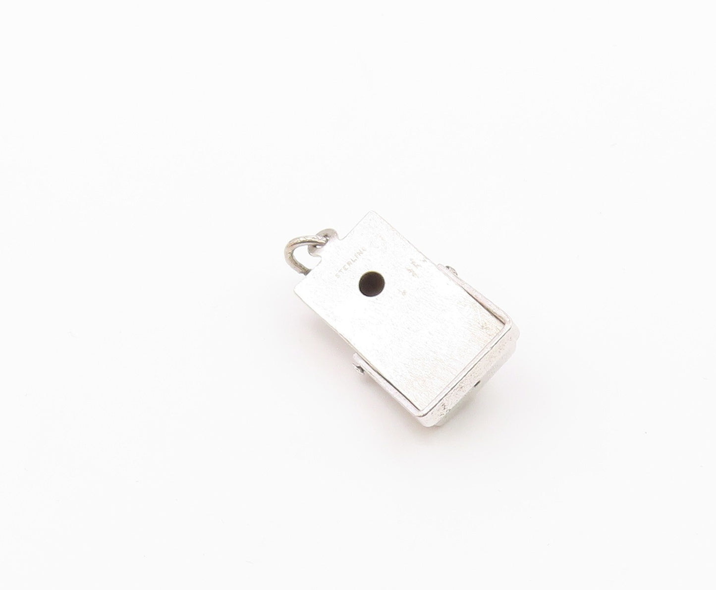 925 Sterling Silver  Vintage Shiny Etched Numbers Square Pendant  PT16910