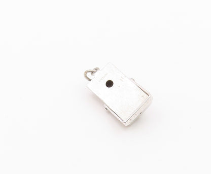 925 Sterling Silver  Vintage Shiny Etched Numbers Square Pendant  PT16910